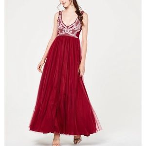 Long Red Formal Dress with Embellishments